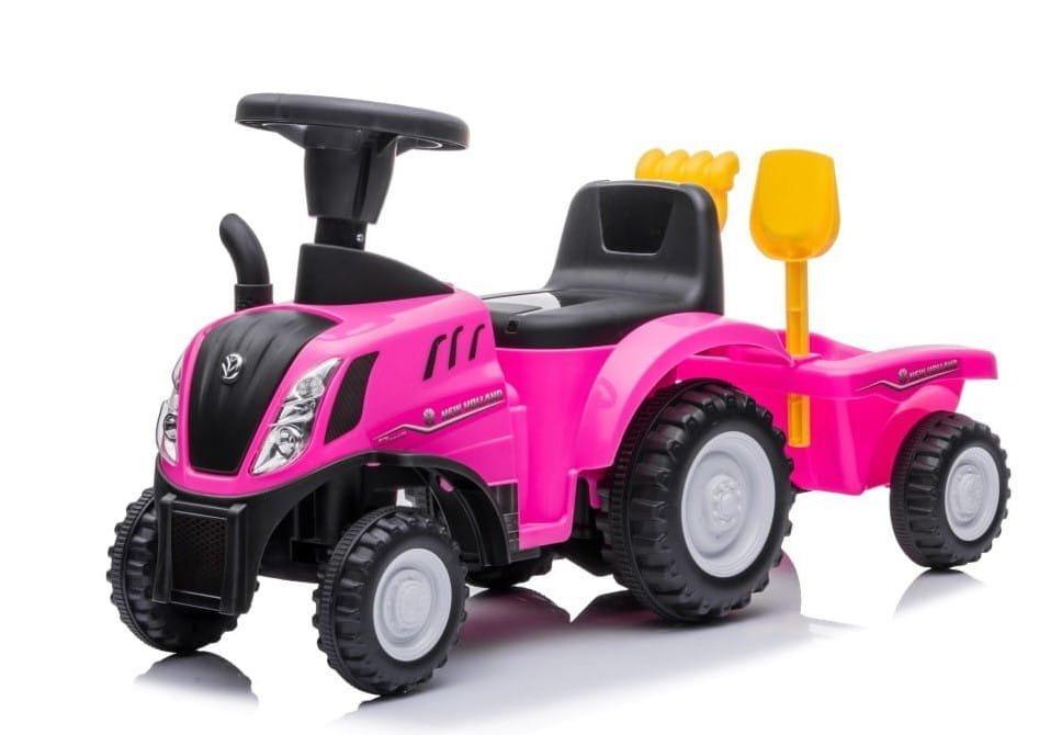 Jeździk Dla Dziecka Na Roczek Pchacz Traktor Z Przyczepą New Holland Różowy