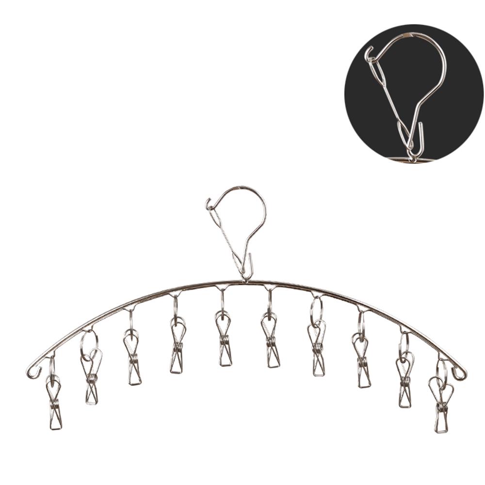 Clothes Hanger 10 Clips Stainless Steel Clothespins Clothes Drying Rack Clothes Hanger for Hanging Socks Baby Clothes Cloth Diapers Bras Towel Underw