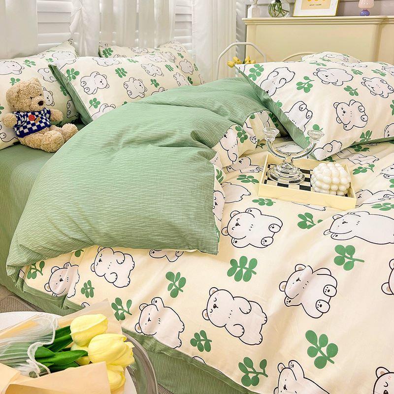 Cotton Four-piece Set Small Floral Ins Style Pure Cotton Quilt Cover Sheet Bed Three-piece Fitted Sheet Set