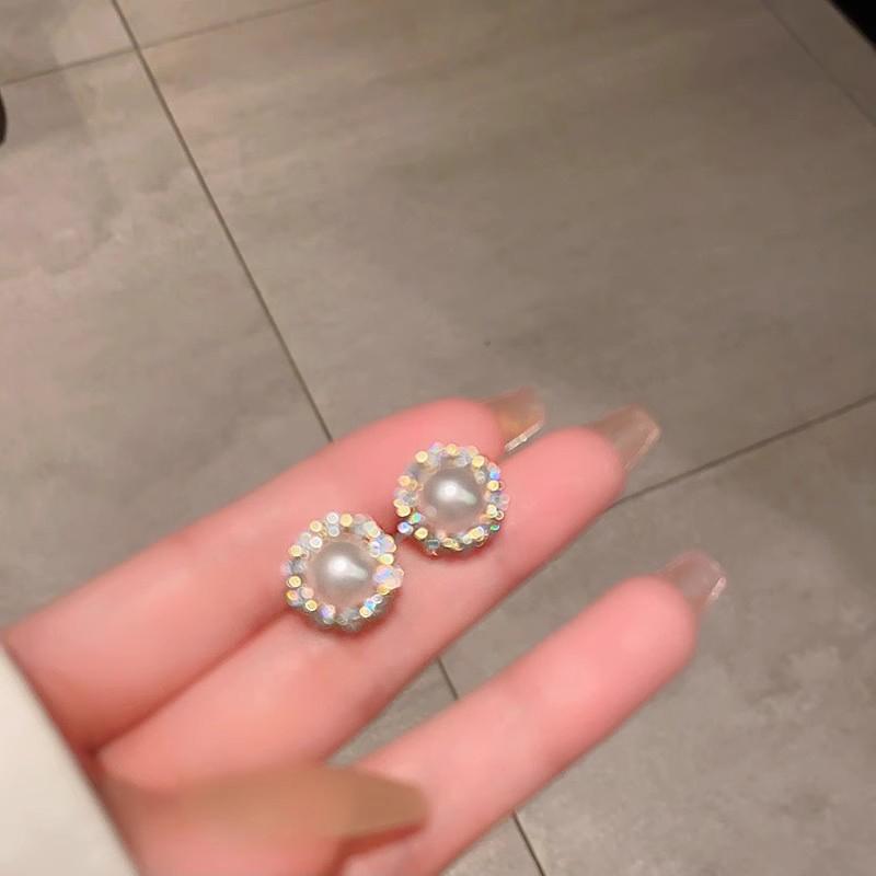 ANENJERY Геометрические круглые серьги из искусственного жемчуга с цирконием для женщин, модные, высококачественные, универсальные, изысканные, подарочные украшения для ушей