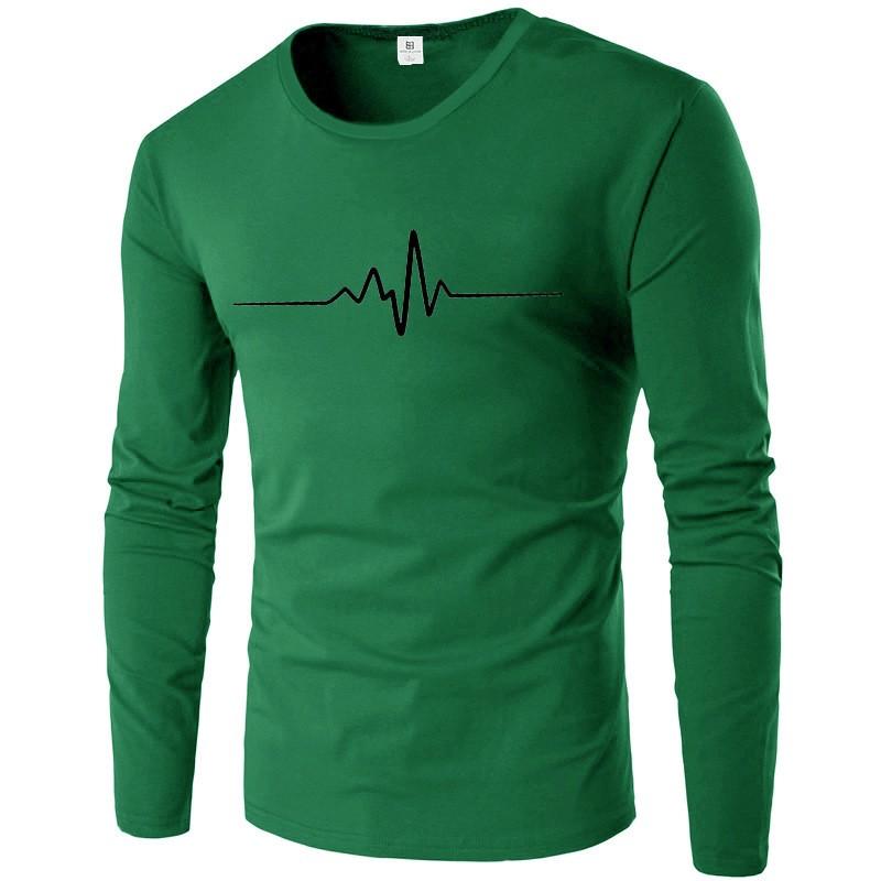 Men's Print T shirt Long Sleeve Sweatshirt Round Neck Inner Thin Base Layer Top For Spring And Autumn Male Clothing