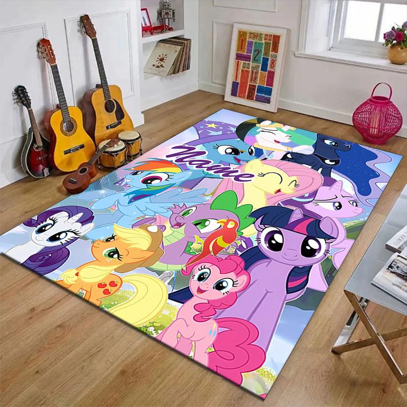 Custom My Little Pony Mat Personalized Name, Polyester Washable Indoor Entryway Rug, Gift for Christmas, Easter, Thanksgiving Day