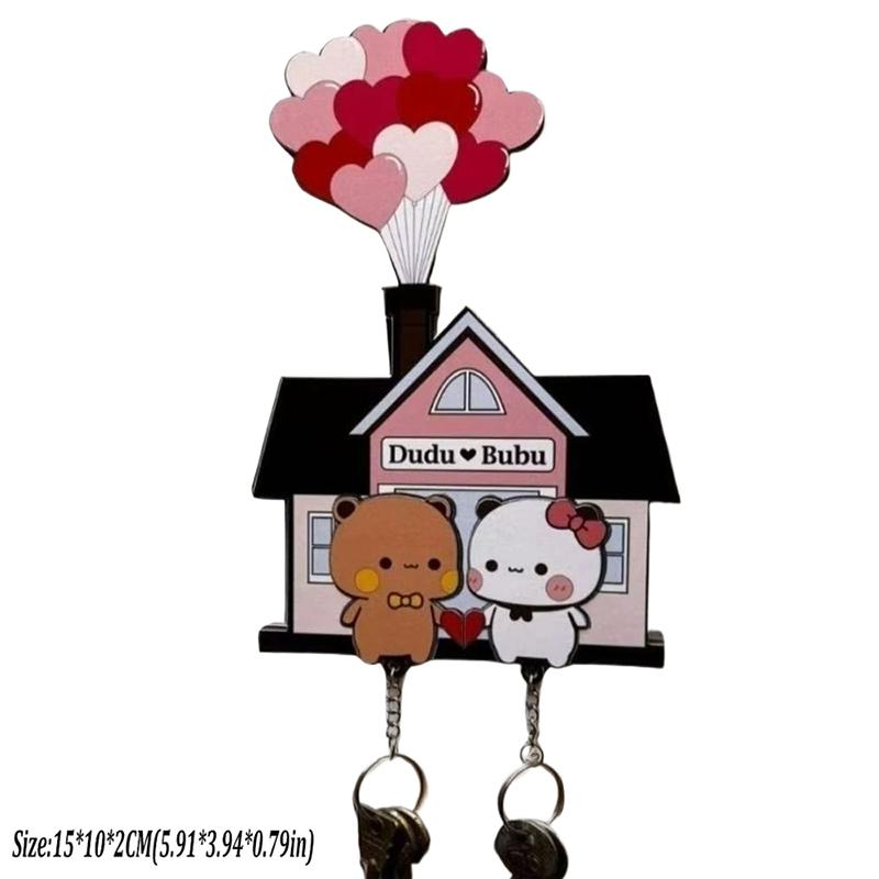 Настенный держатель для ключей Панда Бубу и Дуду Акриловый брелок Вешалка Мультяшный шарм для рюкзака Кольцо для ключей Подвеска Аксессуар Подарок для пары
