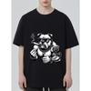 Black T Shirt with Bulldog Smoking Cigar Tattoo Design for Casual Streetwear Style