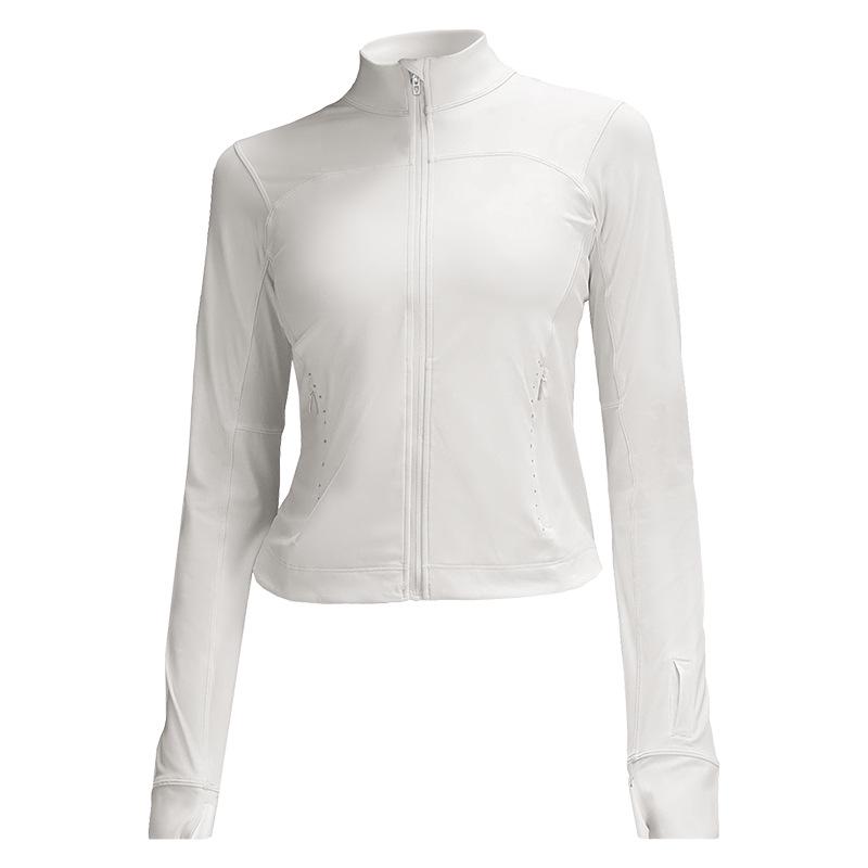 Женская спортивная куртка облегающего кроя со светоотражающими элементами - Легкий нейлон-спандекс, воротник-стойка для летних мероприятий на открытом воздухе