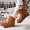 Fashion Faux Suede Zip Decor Work Boots Women Winter Warm Thicken Plush Thick Sole Snow Boots Comfort Non Slip Platform Casual Shoes