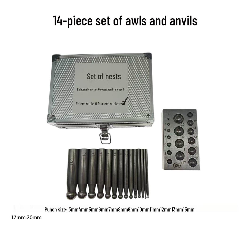 Набор из 14 предметов: Пробойники и квадратная наковальня для изготовления ювелирных изделий из золота, серебра и меди, Инструменты для DIY