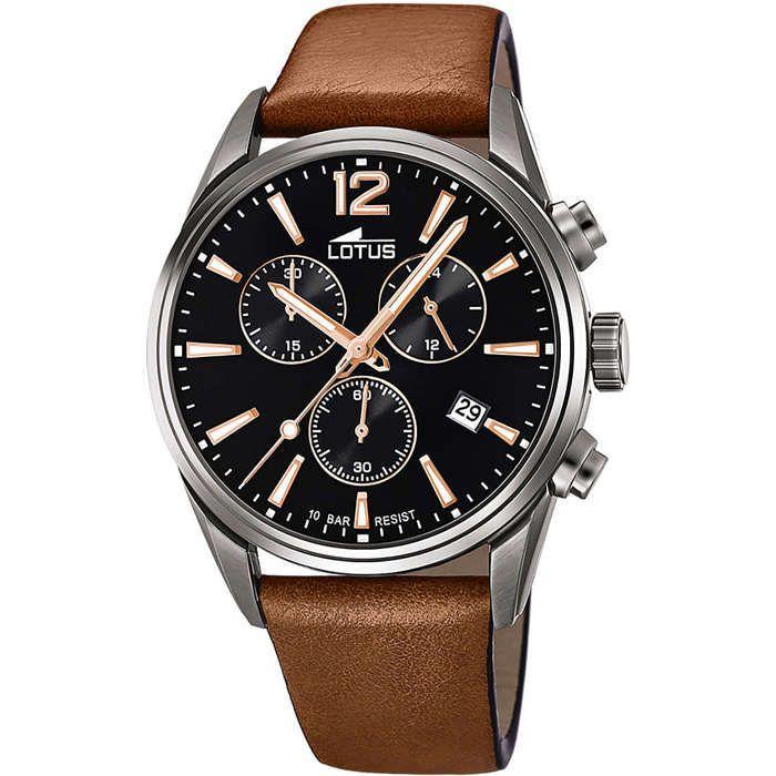 Montre - LOTUS - 18683 - Chronographe - Acier - Cuir Marron - Étanchéité 10 ATM