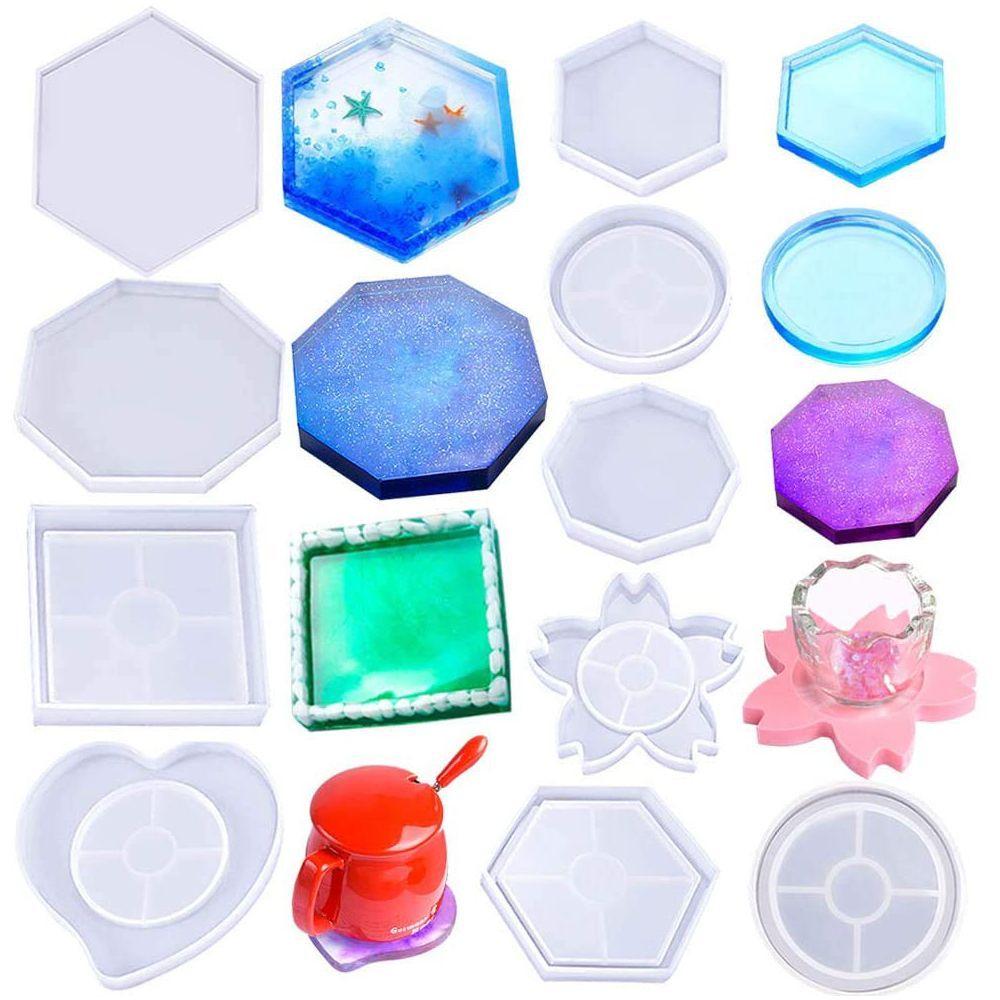 Transparent Handmade Craft Epoxy Coaster Teacup Mat Mold Crystal Glue Dropping Tool Silicone Molds