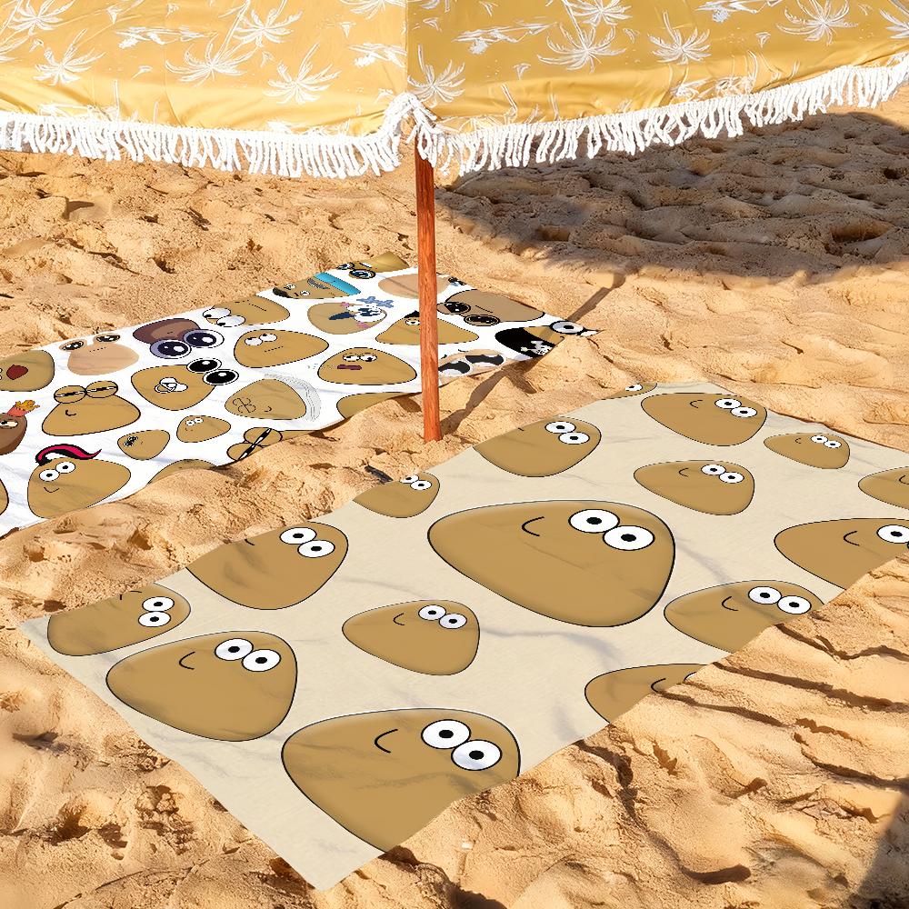 Игра Милый P-Pou Мультяшное Полотенце Мягкое Бассейн Подарок Для Путешествий Спортзал Душ Кемпинг Быстросохнущее Спорт Большие Пляжные Полотенца