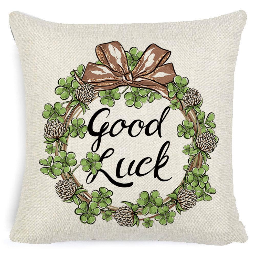 St. Patrick's Day European Holiday Four-leaf Clover Cushion Pillow Case Office Lumbar Support