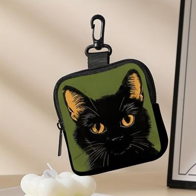 Модный мини-кошелек для монет с котиком из ПВХ, легкий кошелек, портативная водостойкая сумка на молнии, подарок для друзей