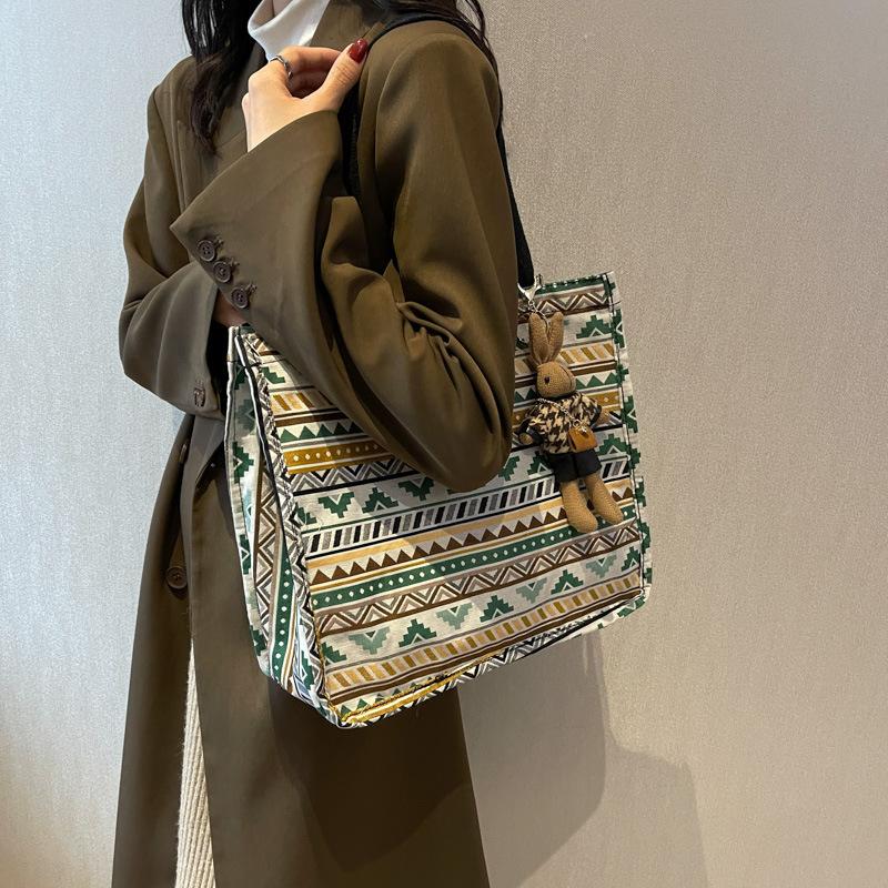 Большая вместительная холщовая сумка в этническом стиле для женщин, новый стиль, студенческая сумка для поездок на работу, ручная сумка через плечо