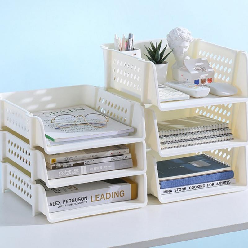Полка для файлов Штабелируемый стабильный легкий органайзер для бумажных файлов формата А4 Пластиковая стойка Лоток для документов для домашнего офиса Настольный лоток для файлов
