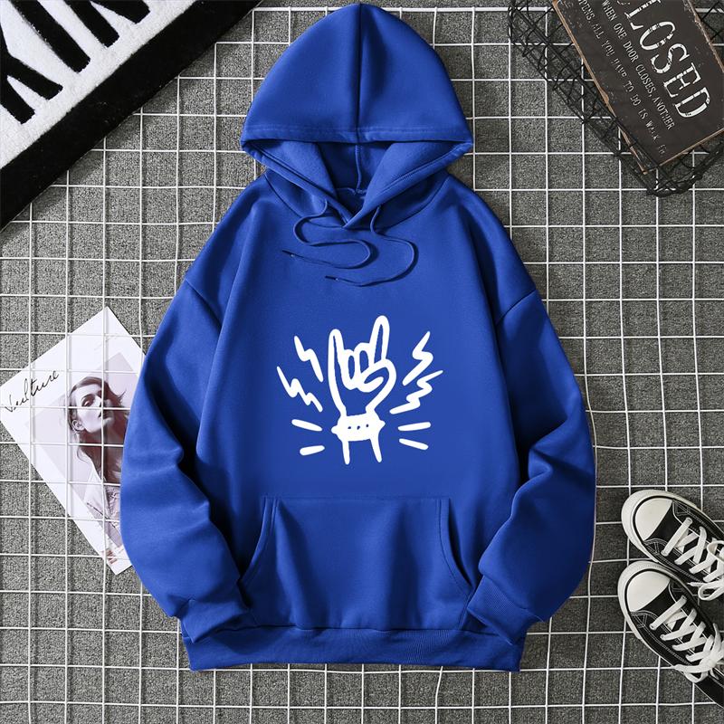 Rock Band Gesture Sweatshirt Men's Fashion Hooded Casual Hoodies Loose Outdoor Pullover Top Autumn Clothing Sweaters