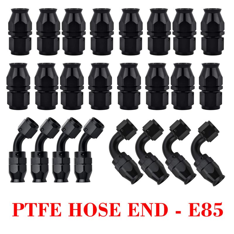 0/45/90/180Degree PTFE Swivel Fuel Hose End AN3 AN4 AN6 AN8 AN10 AN12 AN16 AN20 For E85 Fitting Aluminum Accessories Adapter