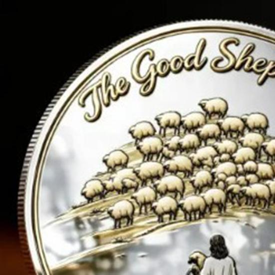 Ты со мной Монета в память о вере Иисус Добрый Пастырь Защищающий Агнца от Волков Карманный Талисман Псалом 23:4 Монетка испытания веры Религиозная