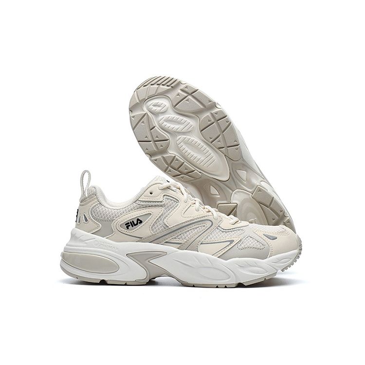 Fila Heritage Running Retro Mesh Synthetic Leather Low Top Casual Running Shoes Women Sneaker Off-White F12W141122FWR