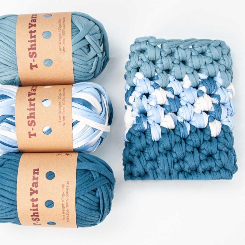 6 шт. Трикотажная пряжа Эластичная ткань Пряжа для вязания крючком для DIY вязания, Пряжа-спагетти Толстая пряжа для ручного вязания сумки