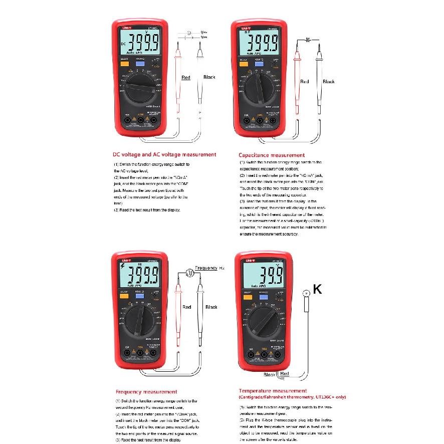 UNI-T UT136B+ Digital Multimeter Large LCD Dual Display 1000V 10A AC DC Voltmeter Current Test Meter UT136C+