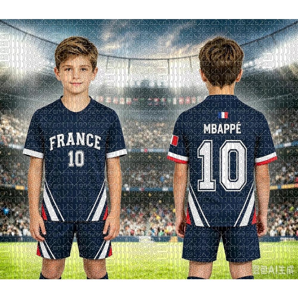 2026 Best-Selling France Fan Kids' Summer Set: No. 10 Mbappé Jersey & Shorts Special Edition/Plus Sizes Available