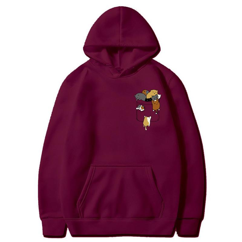 Женский модный пуловер с капюшоном Kawaii с принтом «Мультяшный кот ползет», весна-осень, Harajuku, унисекс, толстовка большого размера