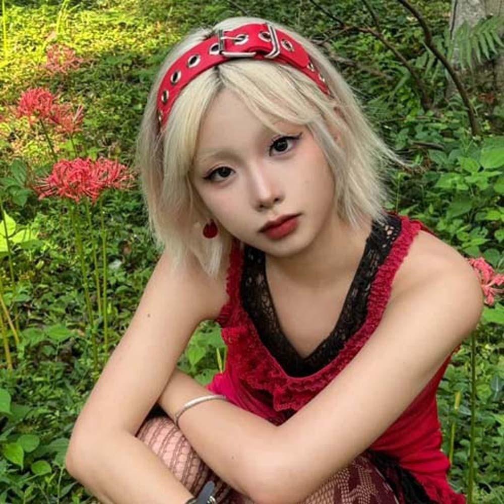 Y2K Стимпанк Обруч для волос Рок-вдохновленная кожаная пряжка Повязка для волос Субкультура Панк Клепаная повязка на голову Девушки