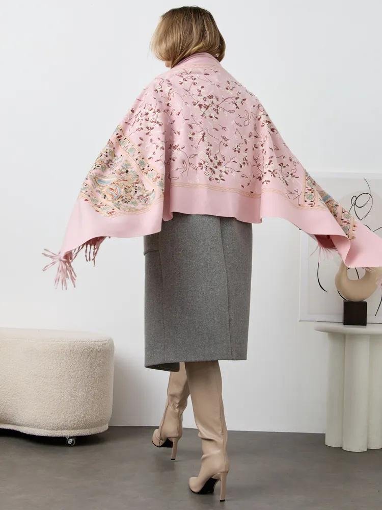 Embroidered Shawl Scarf Outer Wear Cashmere Embroidered Scarf Shawl