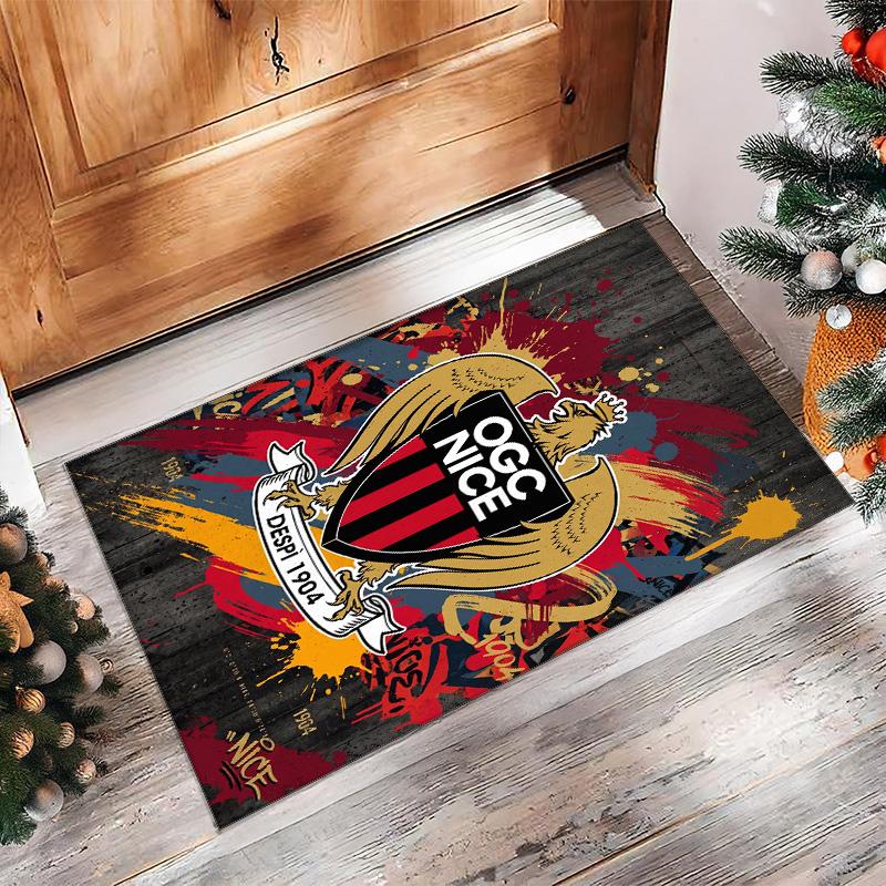 OGC Nice FC Soccer Football Pattern Soft Area Rug Non Slip Indoor Floor Carpet Sports Decor Mat for Bedroom