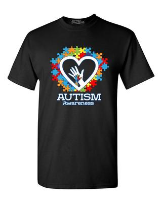 Футболка с сердцем и пазлом awareness аутизма для мам и пап аутистов Носите синие футболки