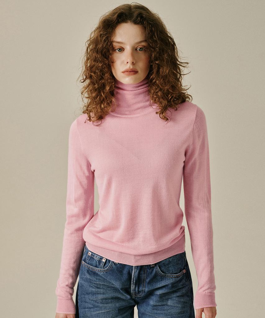GREENBUTTER Wool Turtleneck Knit (Pink)