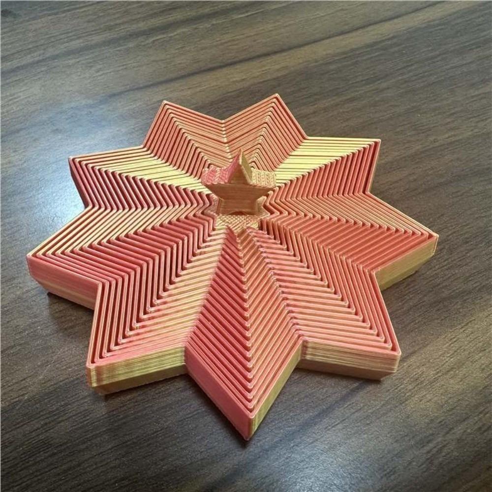 Stretching Christmas Tree Spiral Toy 3D Printed Visual Illusion Hexagon Desktop