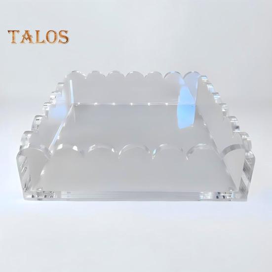 1/2Pcs Scalloped Acrylic Tray with Magnetic Mat Heavy Duty Clear Art Painting Poster Picture Photo Display Tray Home Office Desktop Decoration