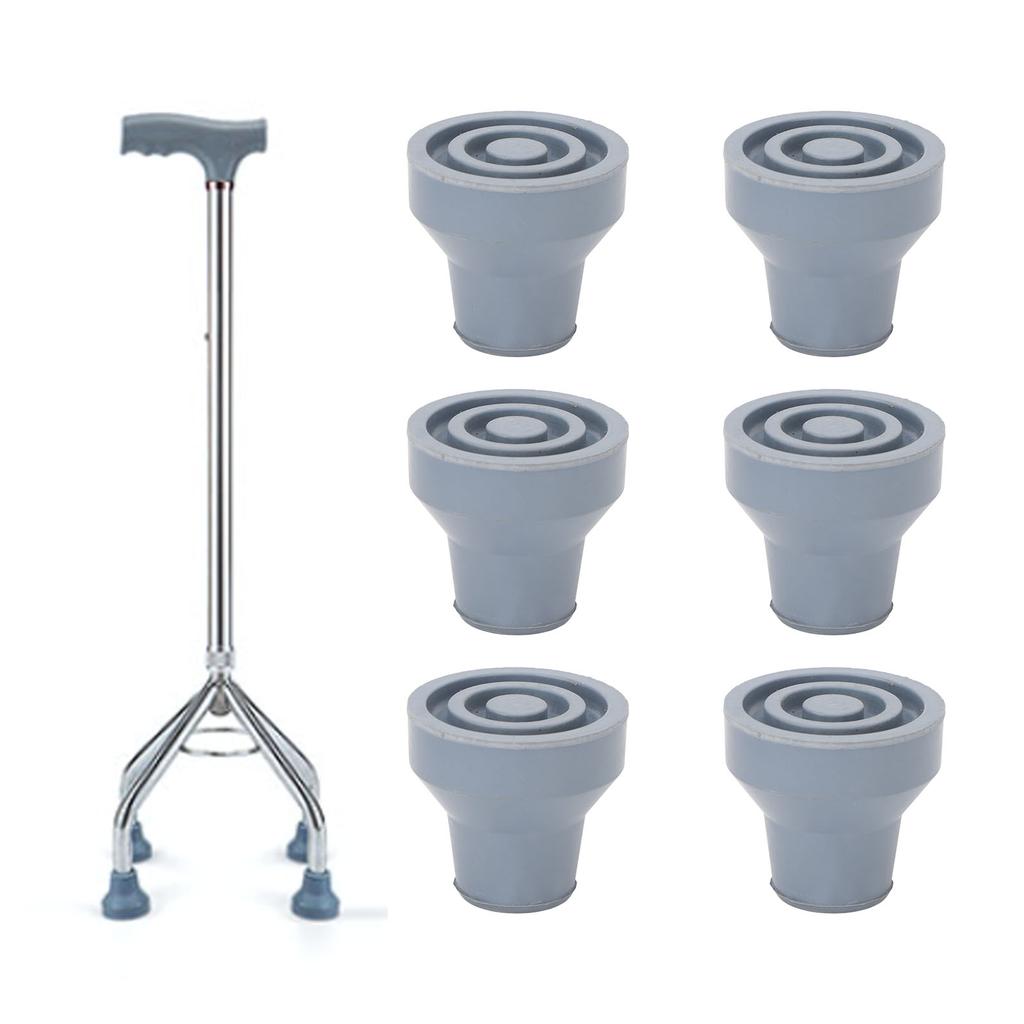 Inner Diameter 16mm 6pcs Rubber Cane Tips Wear Proof Stable Heavy Duty Soft Rubber Crutch Tips Replacement