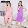 Coral Velvet Suspender Bath Skirt Can Wear Soft Absorbent Adult Bath Towel Bathroom Household Bathrobe