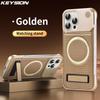 KEYSION Роскошный магнитный чехол для телефона из ПУ кожи для ароматерапии для iPhone 13 14 15 Pro Max 14 Plus с подставкой, безрамочная задняя крышка