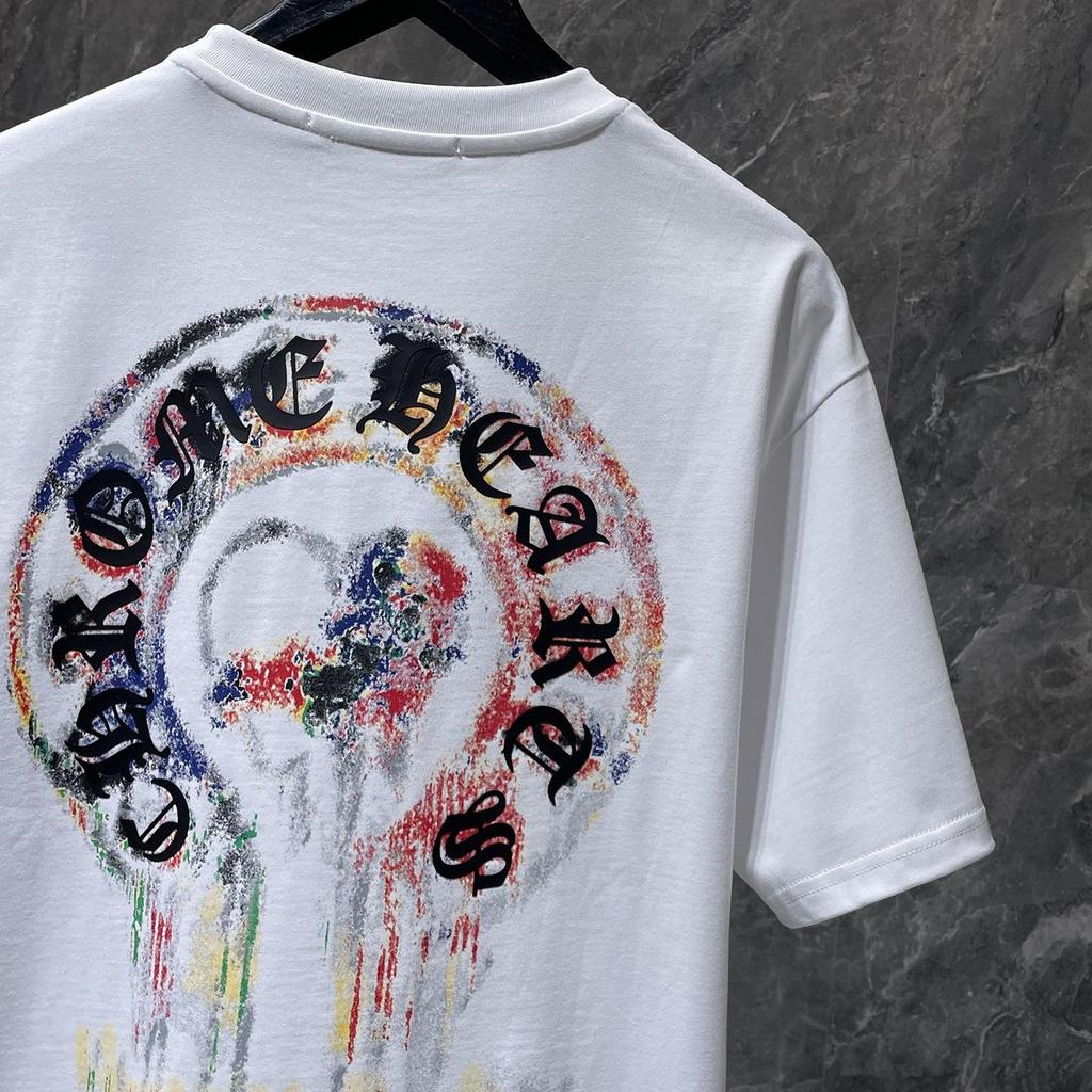 8936 CHROME HEARTS Лето 2026 Новый Высококачественный Хлопок Круглый Вырез Свободный Большой Размер Мужская и Женская Футболка Футболка для Пары