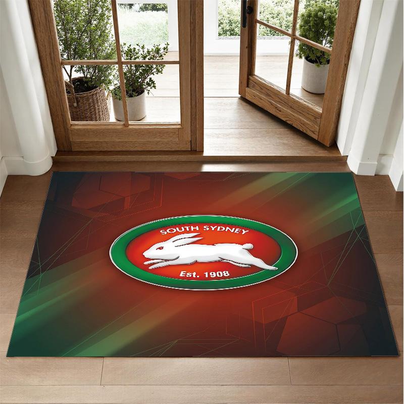 South Sydney Rabbitohs Design Crystal Velvet Rug Soft Decorative Mat for Bedroom Entrance