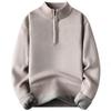Men's Casual Solid-color Semi-zipper Knitted Sweater, Semi-high-neck Long-sleeved Warm Pullover Sweater