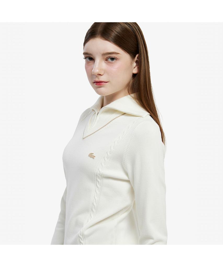 LACOSTE Women'S Half-Zip Wing Collar Sweater Af708E-55N 001