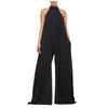 Women's High Neck Jumpsuit Sleeveless Jumpsuit Off Shoulder Wide Leg Jumpsuit