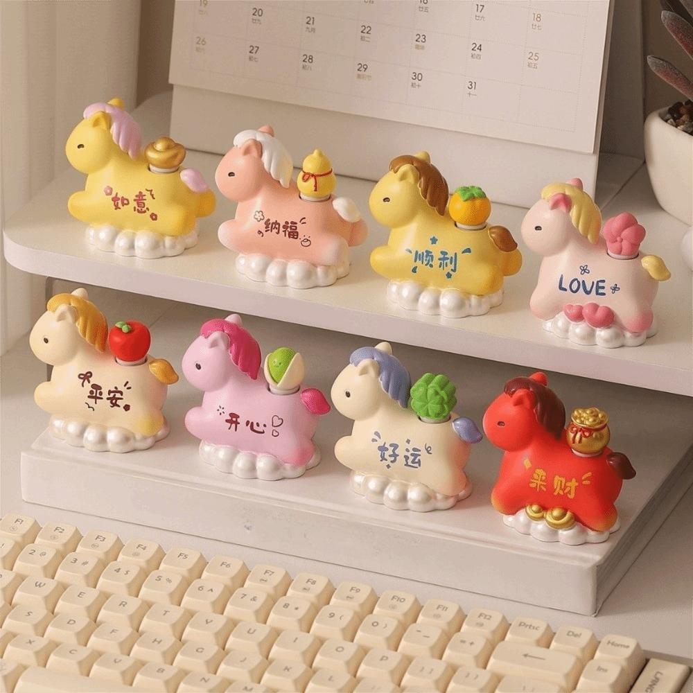 Chinese Style Horse Figurine Resin Zodiac Horse Ornaments Horse Miniature Car Decoratio