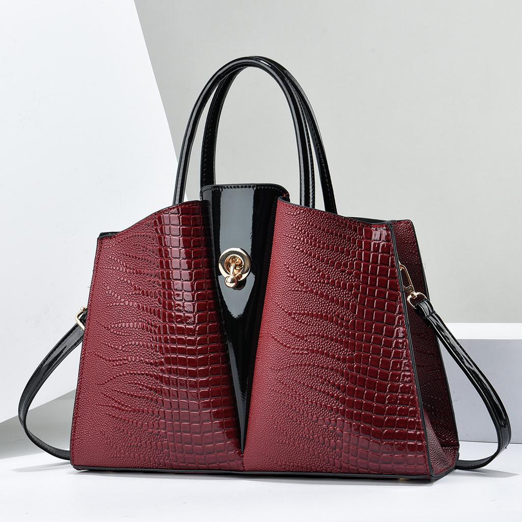 Women's Top Handle Handbags Purse Crocodile Pattern Faux Leather Tote Bags Satchel Bags Zipper Handbag Work Business Vintage Shoulder Bag for Women
