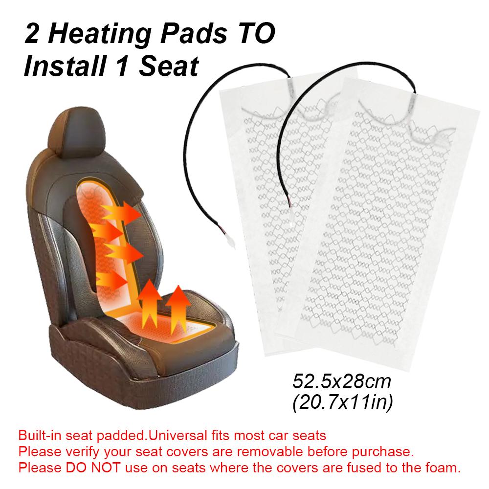 12V Universal Seat Heating Pad Carbon Fiber 4-Piece (two Seats) 6-Speed Dual Switch 52.5x28cm Winter Warm Heating Seat Pad