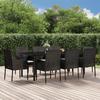 VidaXL 9pcs Garden Dining Set and Cushions Black Wicker, Dining Set, Dining Set 3185159