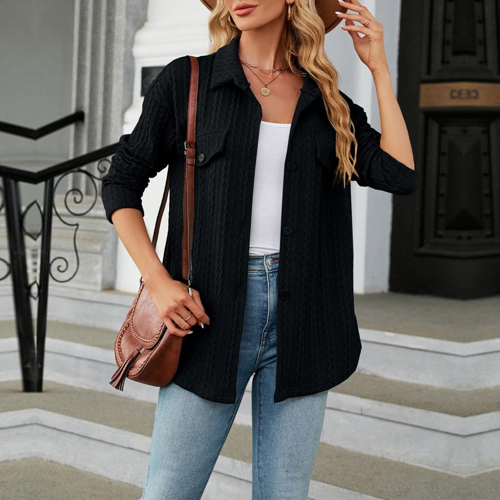 Женская мода повседневная однотонная нагрудная накладка на пуговицах с длинным рукавом кардиган верхнее пальто