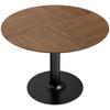Round Dining Table for 6 People, 110 cm Modern Kitchen Table with Base for Living Room, Brown Wood Grain