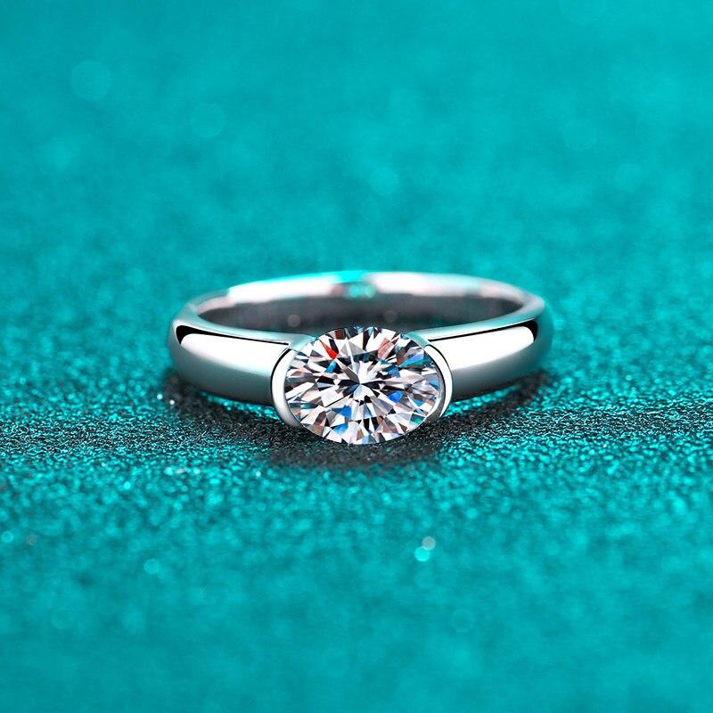 Bague Ringen Кольцо для женщин 1,5-каратное овальное обручальное кольцо с муассанитом из стерлингового серебра 925 пробы с бриллиантами Pt950, свадебные украшения