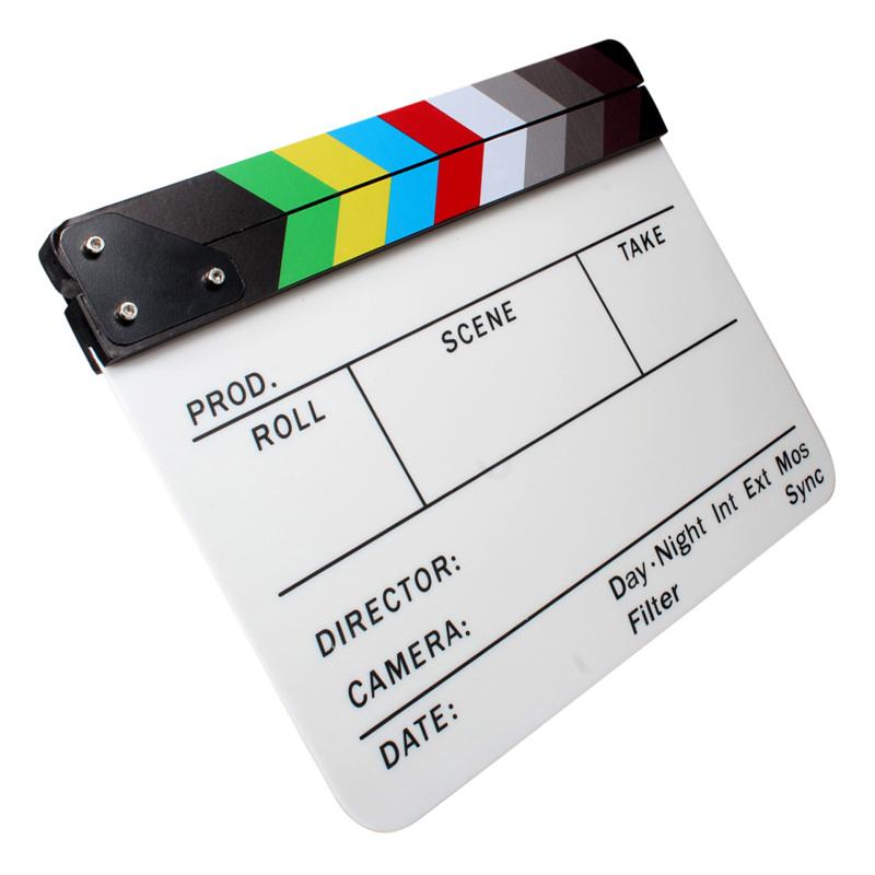 Acrylic Clapboard Dry Erase Director Film Movie Clapper Board Slate 9.6 * 11.7in