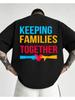 1pc Male Graphic T Shirt Keeping Families Together Short Sleeve Crew Neck for Teenagers, for Teenager